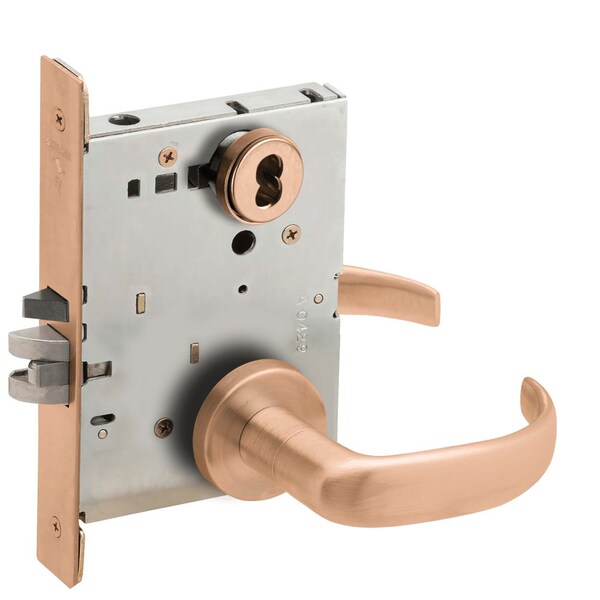 Schlage Grade 1 Entrance Office Mortise Lock, SFIC Prep Less Core, 17 Lever, A Rose, Satin Bronze Clear Coat L9050B 17A 612 - main